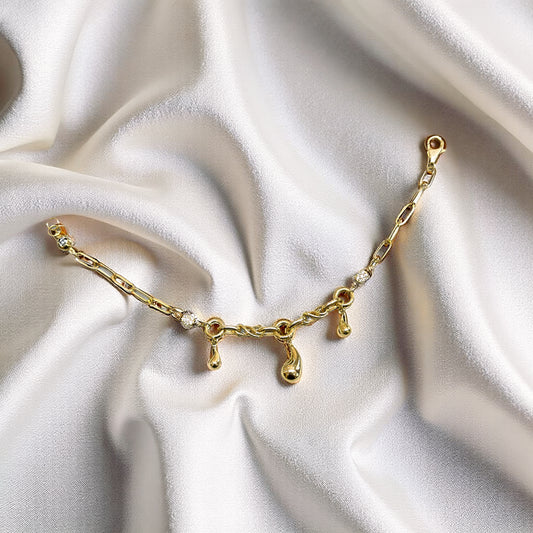 14 Ayar Altın Damla Sallantılı Kadın Bileklik